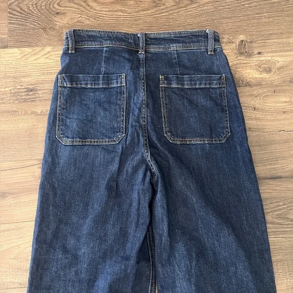 OAT New York Dark Wash Wide Leg Jeans Raw Hem High Rise Flat Front Sz 8/29 - Picture 6 of 7